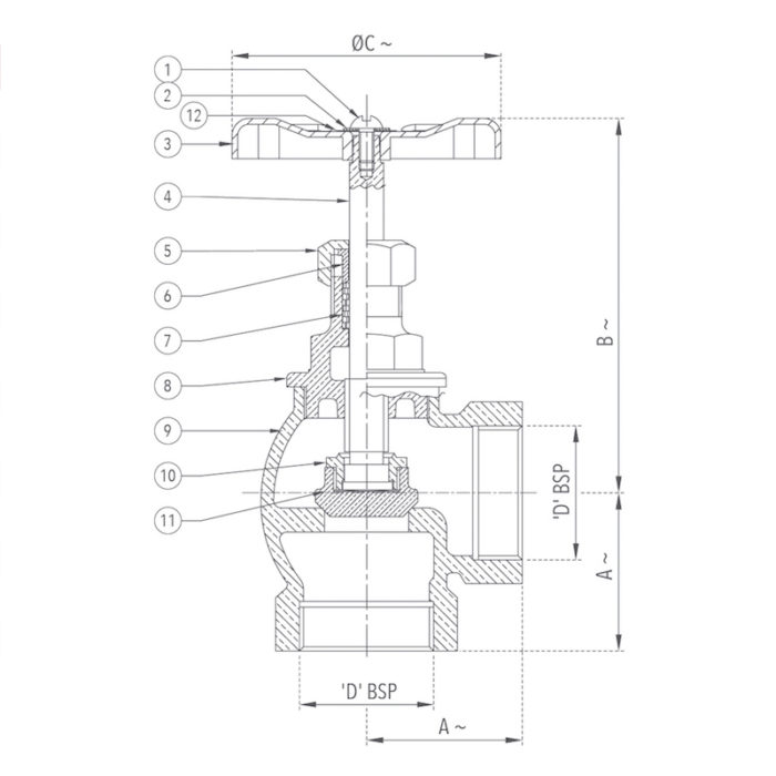 Bronze Angle Globe Valve No. 4 (Screwed) Design