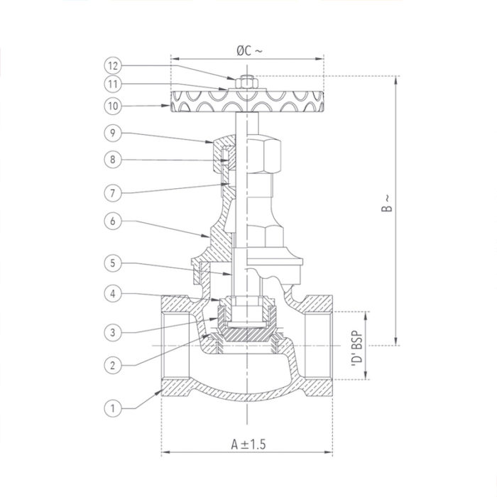 Bronze Union Bonnet Globe Valve (Screwed) Design
