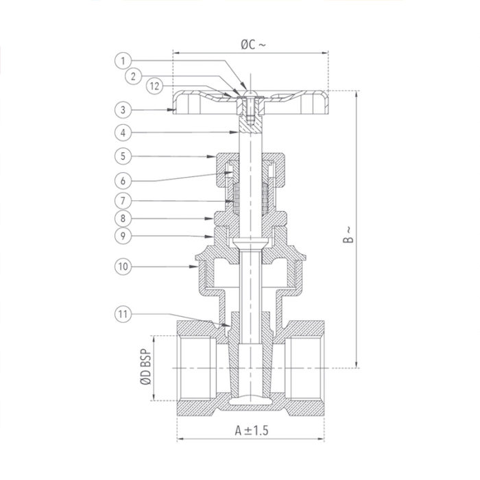 Bronze Gate Valve (Screwed) Design