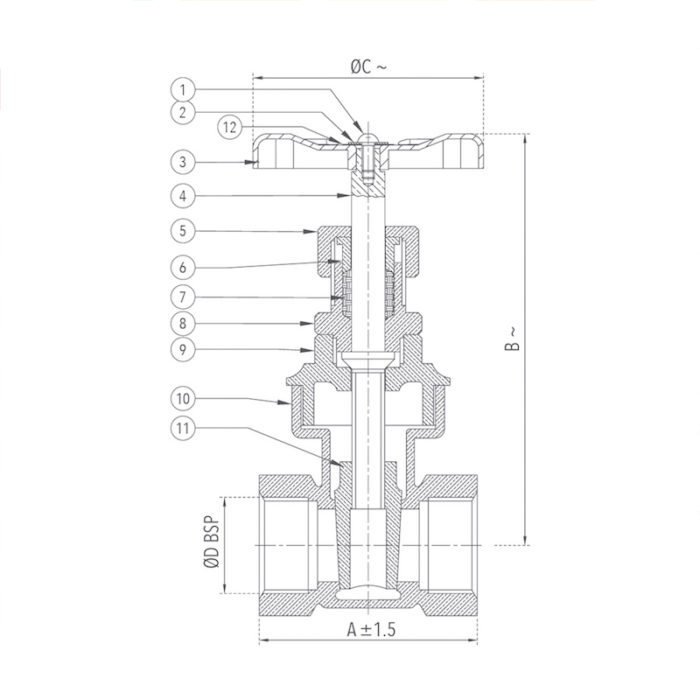 Bronze Gate Valve Class-2 (Screwed) Design
