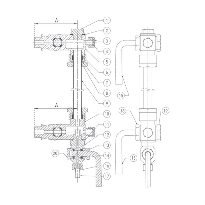Bronze Asbestos Packed Water Level Gauge (Screwed) Design