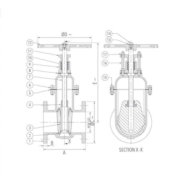 1079A Cast Iron Sluice Valve PN 1.0 (Flanged) Desgin