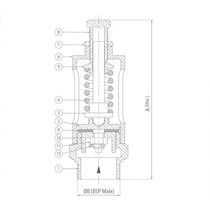 Bronze Spring Loaded Safety Relief Valve, Open Discharge (Screwed) Design