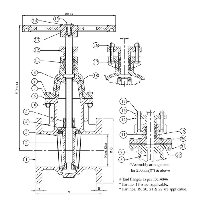 1096 Ductile Iron Sluice Valve PN 1.6 (Flanged) Desgin